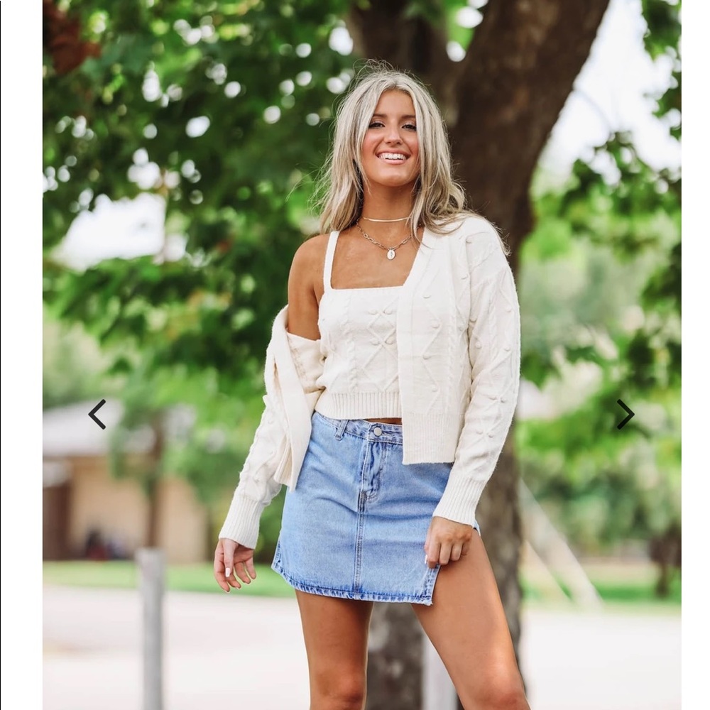 Cream Cardigan and Crop Top